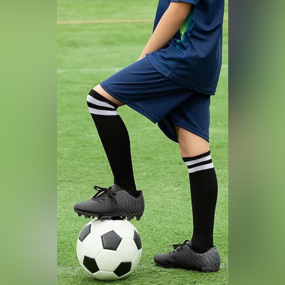JABASIC Kids Outdoor Soccer Cleats Athletic (Firm Ground) cleats black Sz 13